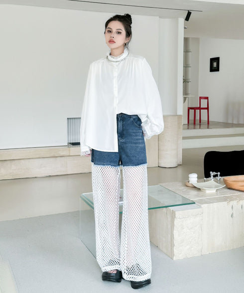 Splicing Mesh Denim